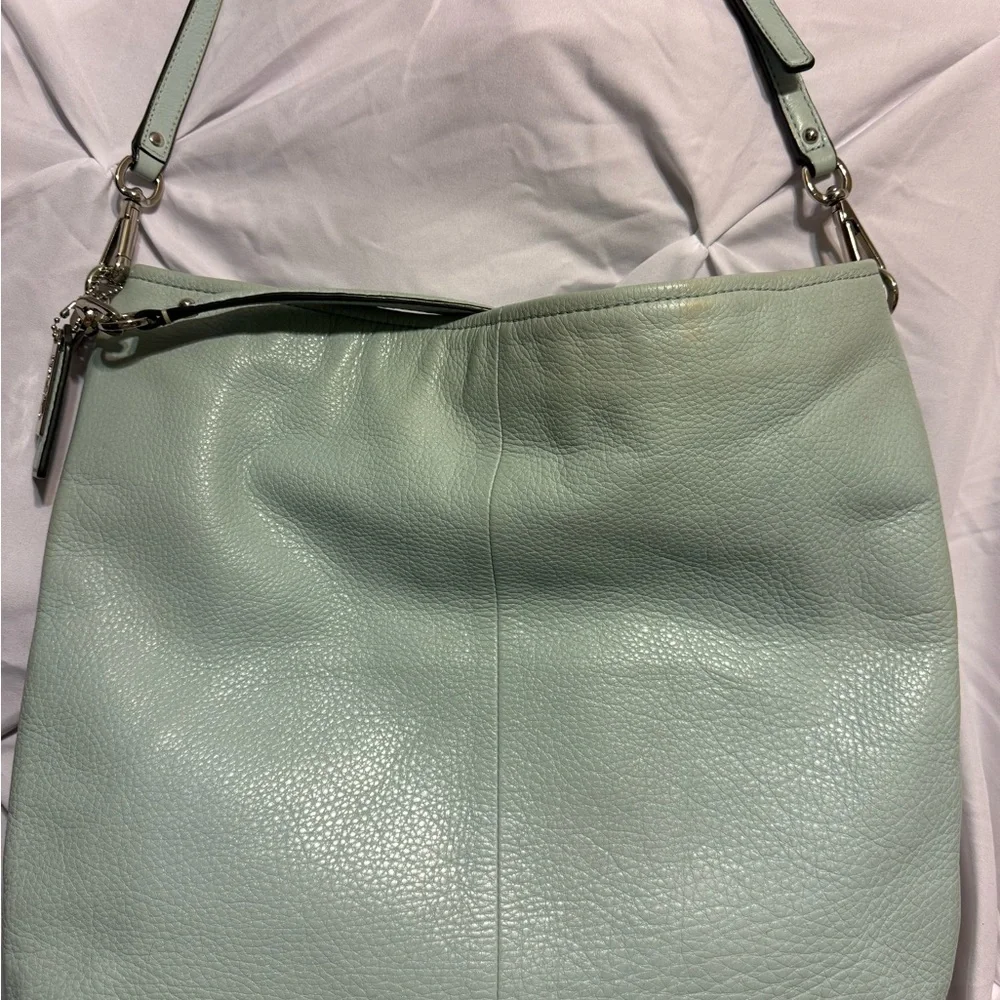 Coach Light Green Leather Shoulder Bag